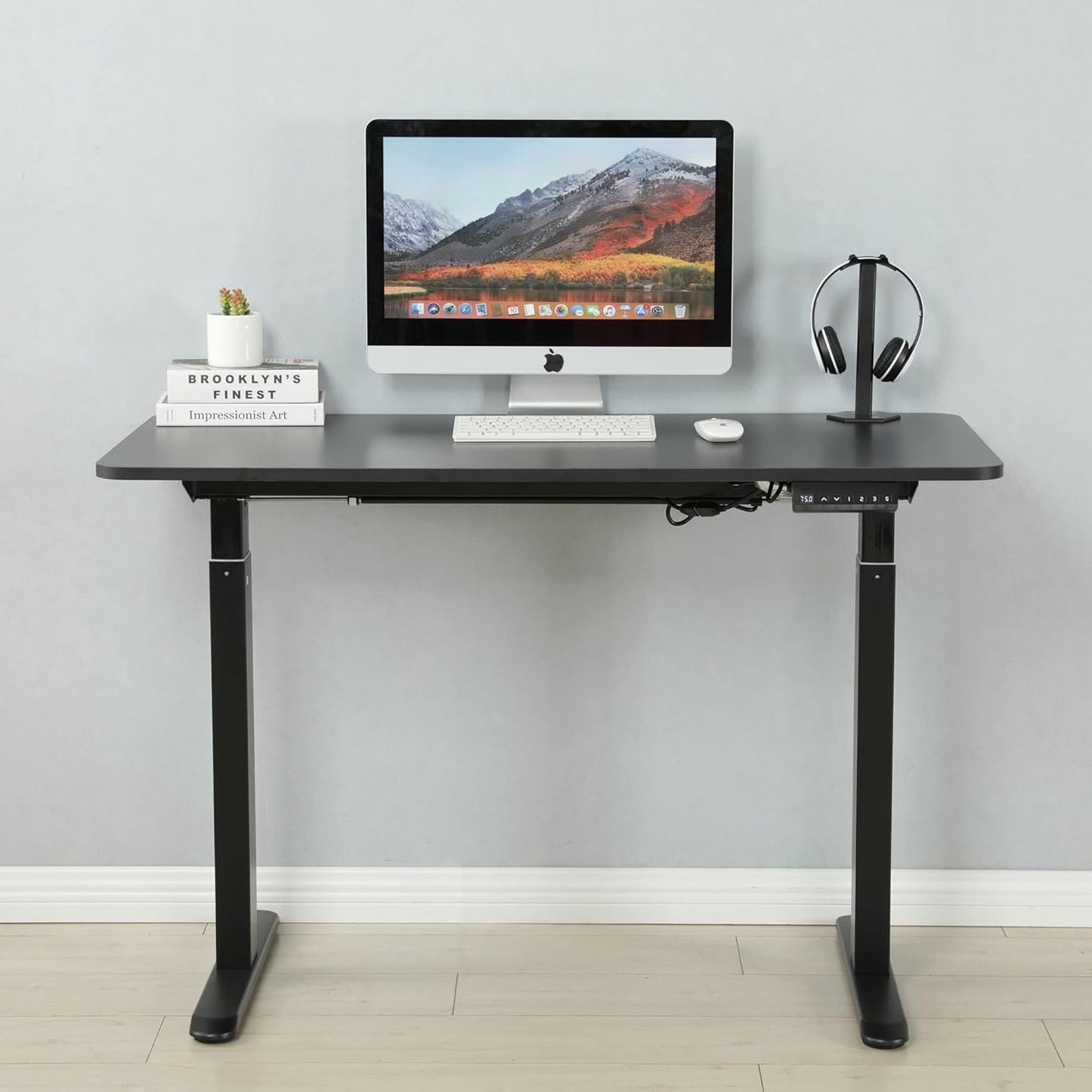 White Mulberry Motorized Height Adjustable Sit-Stand Desk | Electronic Height Adjustable | Motor & Memory Preset controller | Office, Workstation or Home Office | Black | 120 * 60*H(75-118) cm