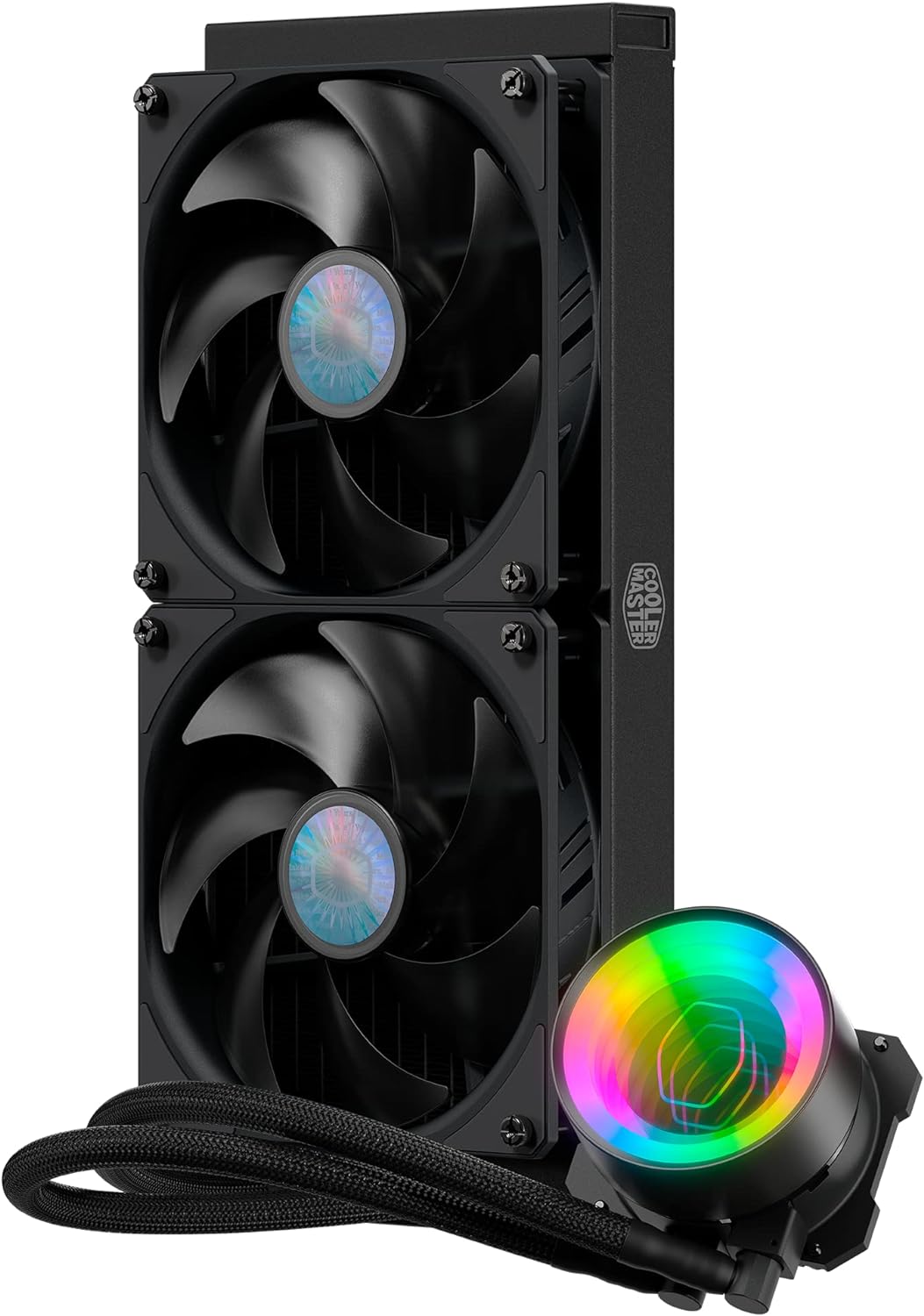 Cooler Master Masterliquid ml280 Mirror ArGB Close-Loop Aio Cpu Liquid Cooler, Mirror ArGB Pump, 280 Radiator, Dual Sickleflow 140mm, 3Rd Gen Dual Chamber Pump For Amd Ryzen/Intel Lga1700*/1200/115X