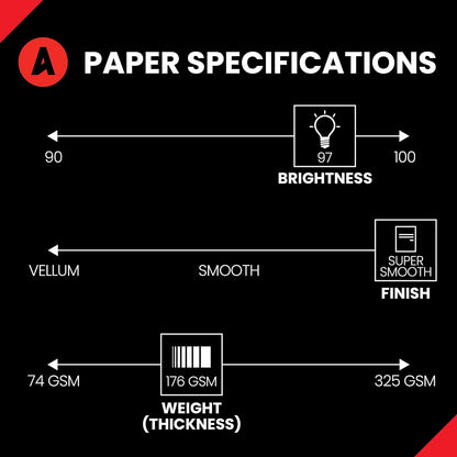 Accent Opaque 17” x 11” White Cardstock Paper, 100lb, 271gsm – 200 Sheets (1 Ream) – Premium Smooth Heavy Cardstock, Printer Paper for Invitations, Cards, Menus, Business Cards – 188093R