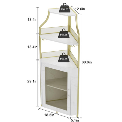 IDEALHOUSE Corner Wine Bar Cabinet with Detachable Wine Rack, Bar Cabinet with Glass Holder, Small Sideboard and Buffet Cabinet with Mesh Door (Grey)