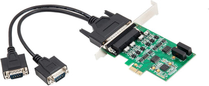 I/O Crest 2 Port Serial COM DB9 RS-232 and 1 Port DB25 Printer Lpt1 Port PCI-E 1.0 X1 Card WCH382 Chipset