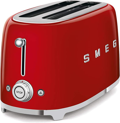 Smeg TSF02CRUK, 50's Retro Style 4 Slice Toaster,6 Browning Levels,2 Extra Wide Bread Slots, Defrost and Reheat Functions, Removable Crumb Tray, Cream, 1 Year Warranty