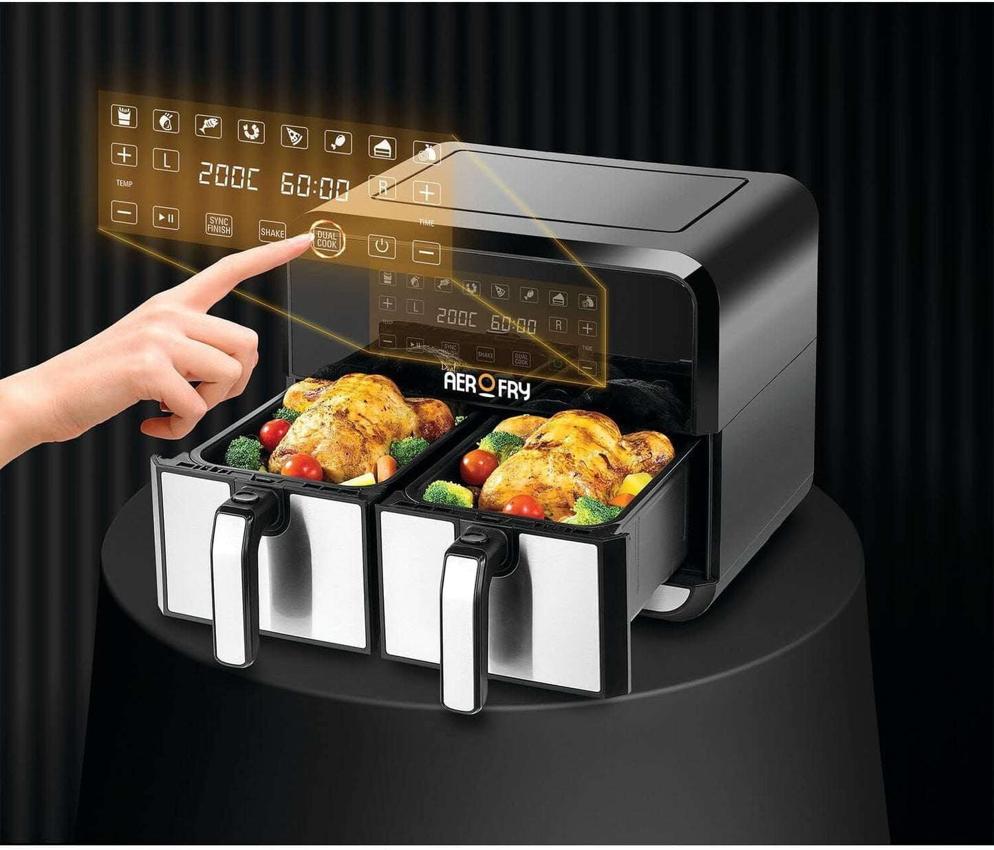 BLACK+DECKER Digital Air Fryer, 1500W, 4L/1.2kg, 360° Hot Air Convection Technology, Temperature & Time Controller, Touch Digital Display, Frying Grilling, Roasting & Baking, A400-B5