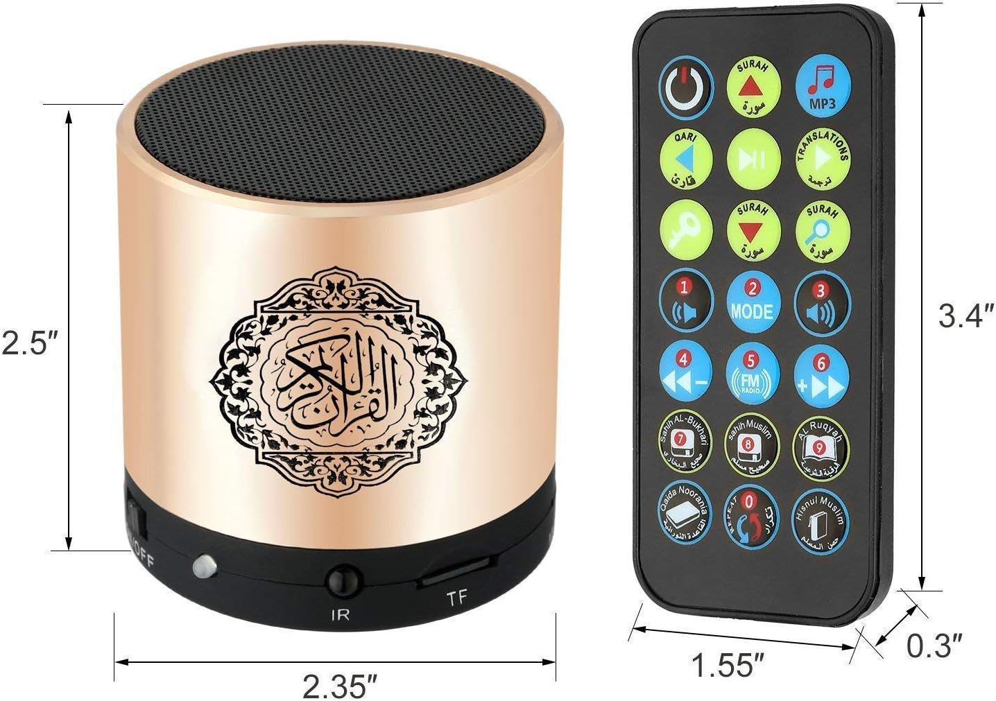 Siruiku Remote Control Speaker Portable Quran Speaker MP3 Player 8GB TF FM Quran Koran Translator USB Rechargeable Speaker, Secure Digital, Micro SD