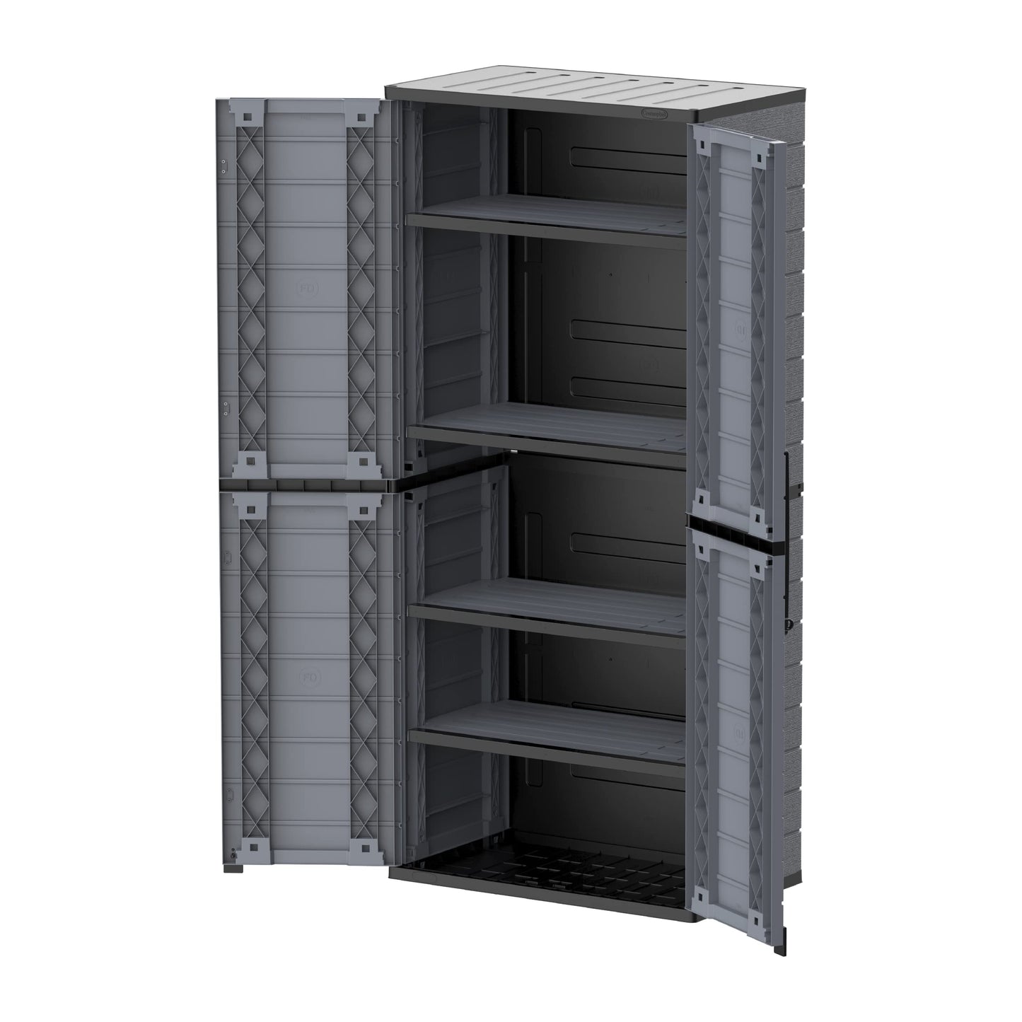 Cosmoplast Cedargrain Vertical Stoarge Tall Cabinet, Dark Grey