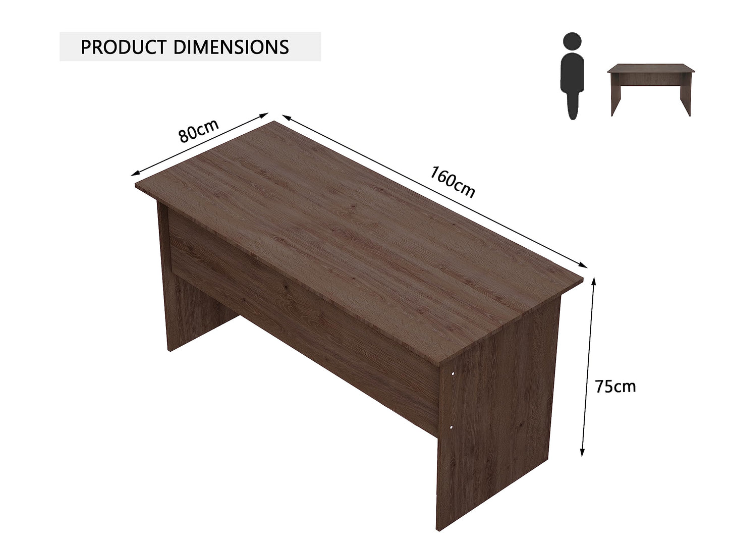 Mahmayi Writing Desk, MP1 160x80 Modern Wood Writing Table with Mobile Drawers - Versatile Corner Desk, Stylish and Functional Home Office Furniture - Oak (160cm With Drawer)