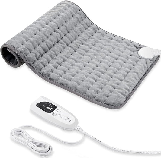 LEVADA PLUS Heating Pad with Controller and Automatic Switch-Off function - 75W - 6 different modes for Tempreture and 4 modes for Times - 12x24 inch - Silver Gray (12x24 inch)