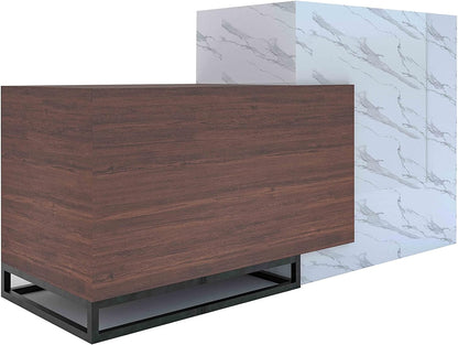 Mahmayi REC-2 Designer Reception Desk For Office Space, Front Office Desk (White-Coco Bolo)