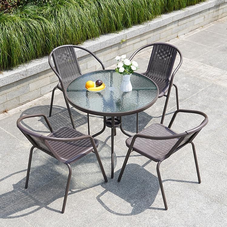 Vital Garden Dining Set 3 Piece (2 Chair and 1 Table) Outdoor Furniture Patio Dining Table and Chair Balcony Dinner Table Dinner Chair Poly Rattan Anthracite & Grey (‎VI-DNS-01)