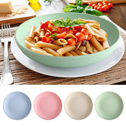 Dinner Plates Set, Azonee 4 Pack 8" Plastic Unbreakable Plates Set for Family Party Picnic Home, Dishwasher Microwave Safe, Dessert Plates, Breakfast Plates Dinner Plates