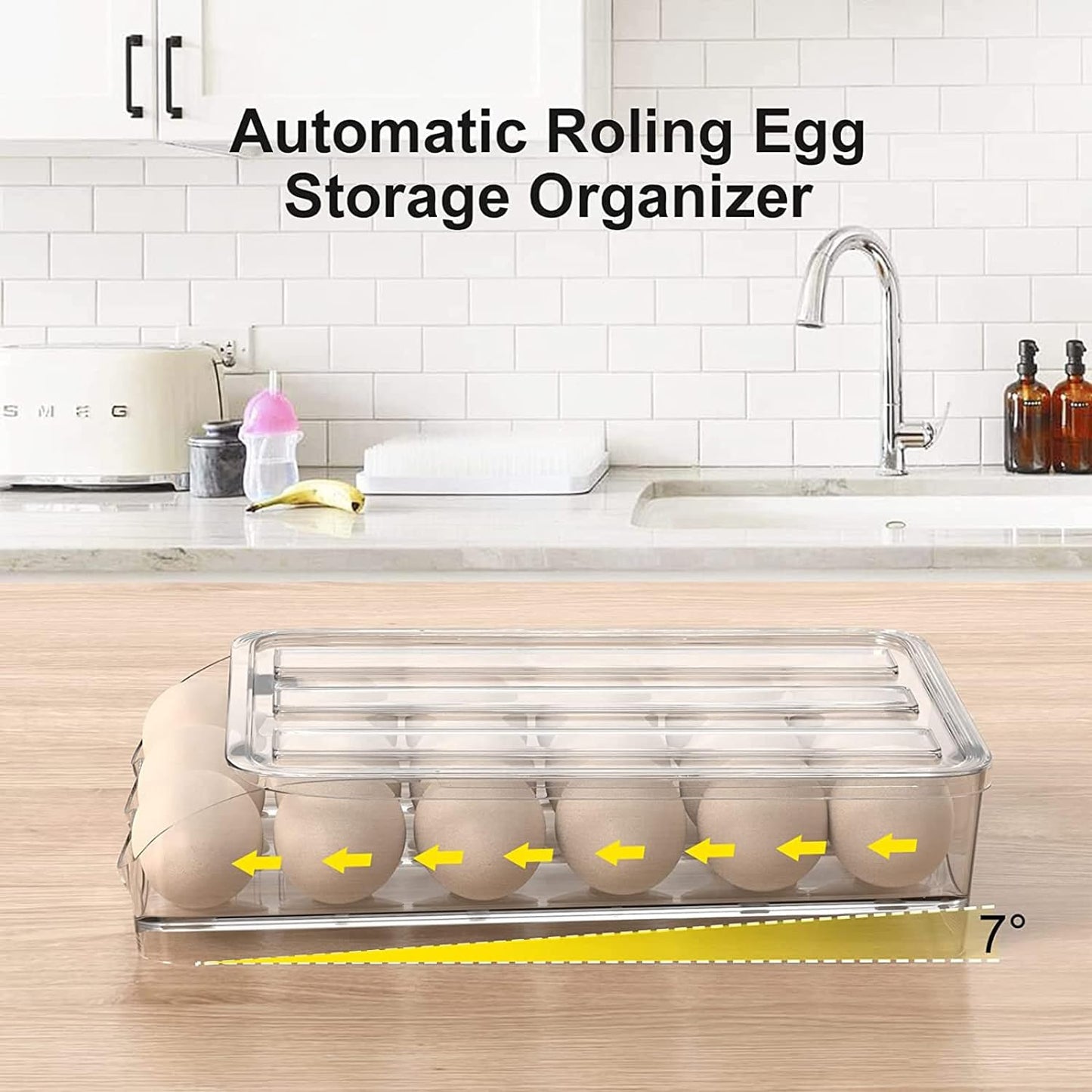 Large Capacity Egg Holder For Refrigerator - Egg Fresh Storage Box for Fridge, Egg Storage Container Organizer Bin, Clear Plastic Storage Container, Egg Storage & Egg Tray (2-layer)