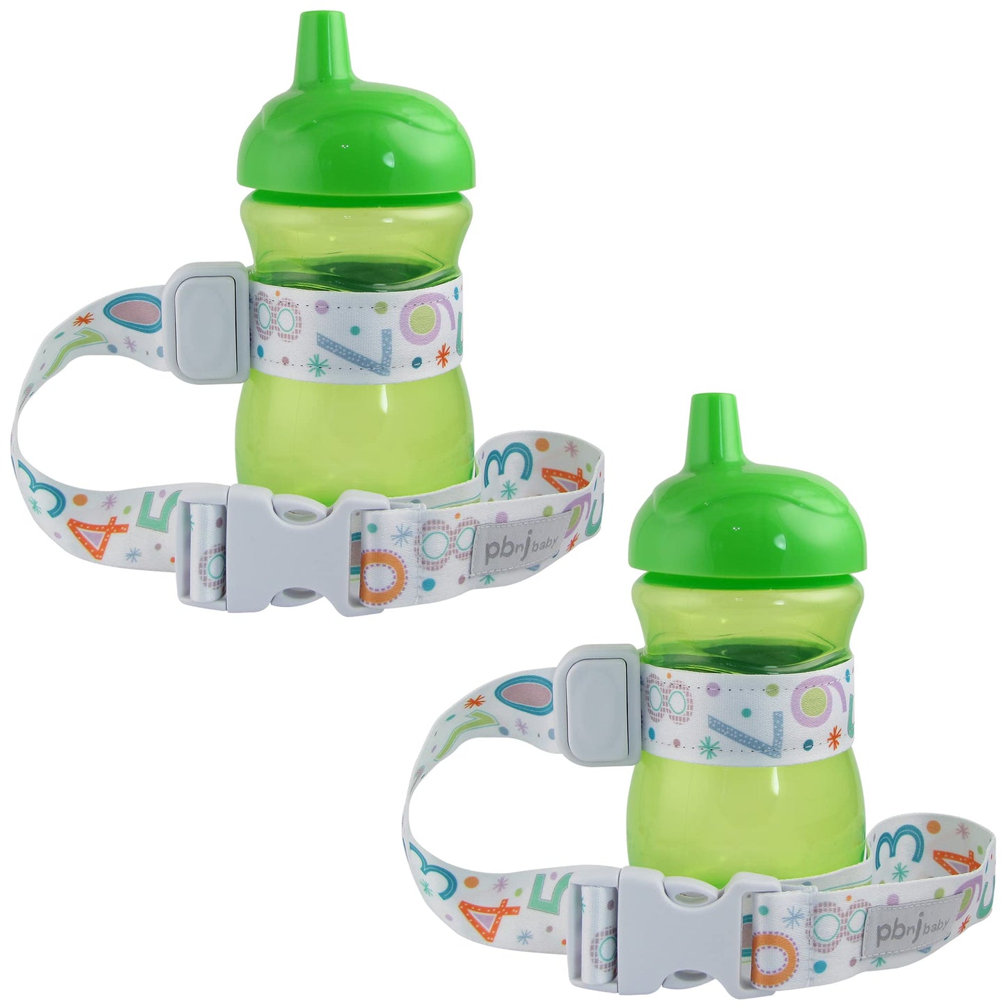 PBnJ Baby SippyPal Sippy Cup Holder Strap Leash Tether (Gray Chevron 2-Pack)