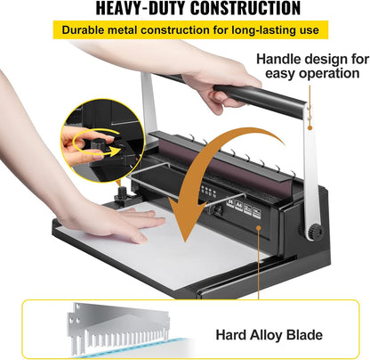 VEVOR 34 Holes Manual Coil Binding Machine TD-130 Book Binding Machine Spiral Coil Paper Puncher Wire Punching Binder Insert 34 Holes 120 Sheet of A4 Papers black