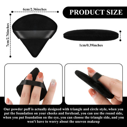 Maitys Powder Puff Face Triangle Makeup Puff for Loose Powder Soft Body Cosmetic Foundation Sponge Mineral Powder Wet Dry Makeup Tool (Black, White, Small) - 12 Count (Pack of 1)