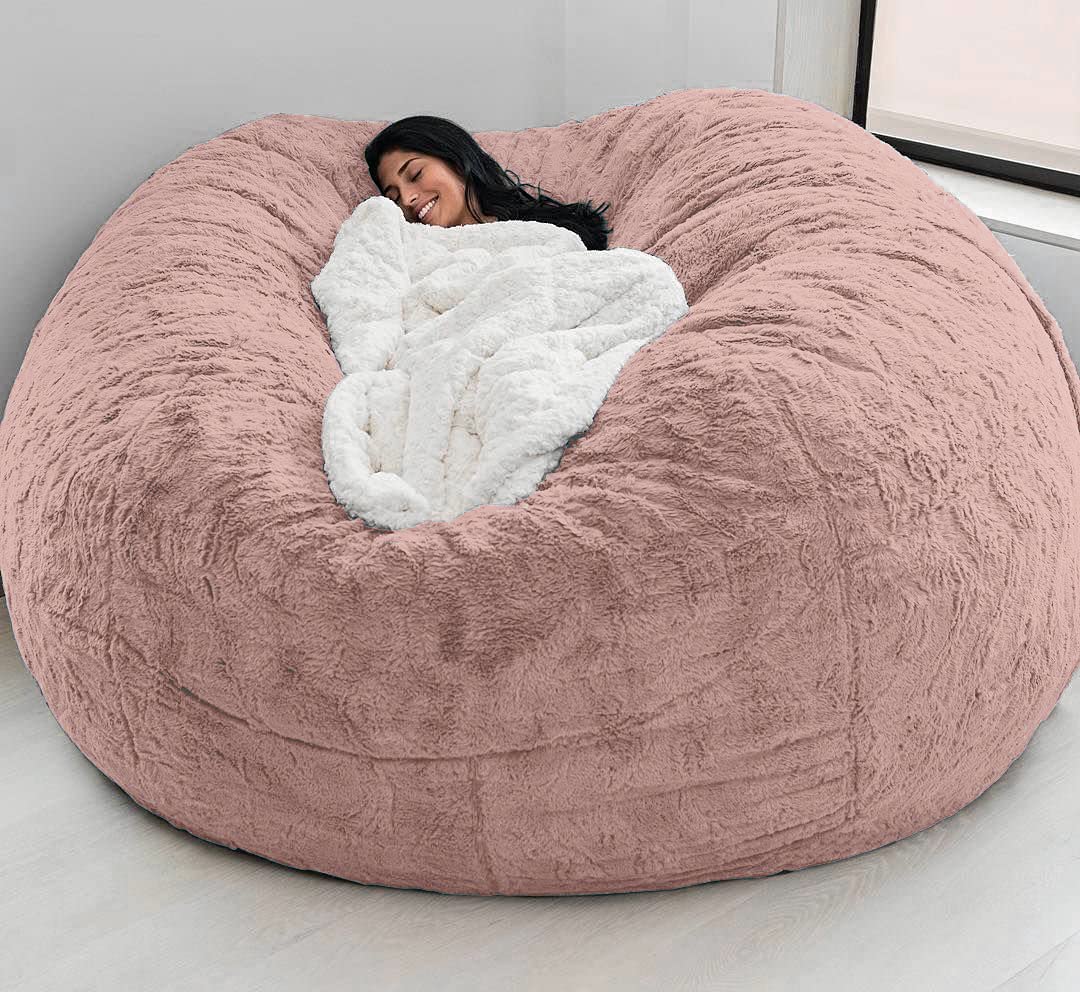 EKWQ Bean Bag,Big Huge Giant Bean Bag Chair for Adults, (No Filler) Bean Bag Chair for Adults Kids Comfy Fluffy Giant Round Beanbag Lazy Sofa Cover- Machine Washable Covers, Double Stitched Seams