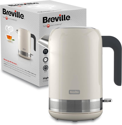 Breville High Gloss Electric Kettle | 1.7 Litre | 3kW Fast Boil | Cream, Plastic [VKT153]