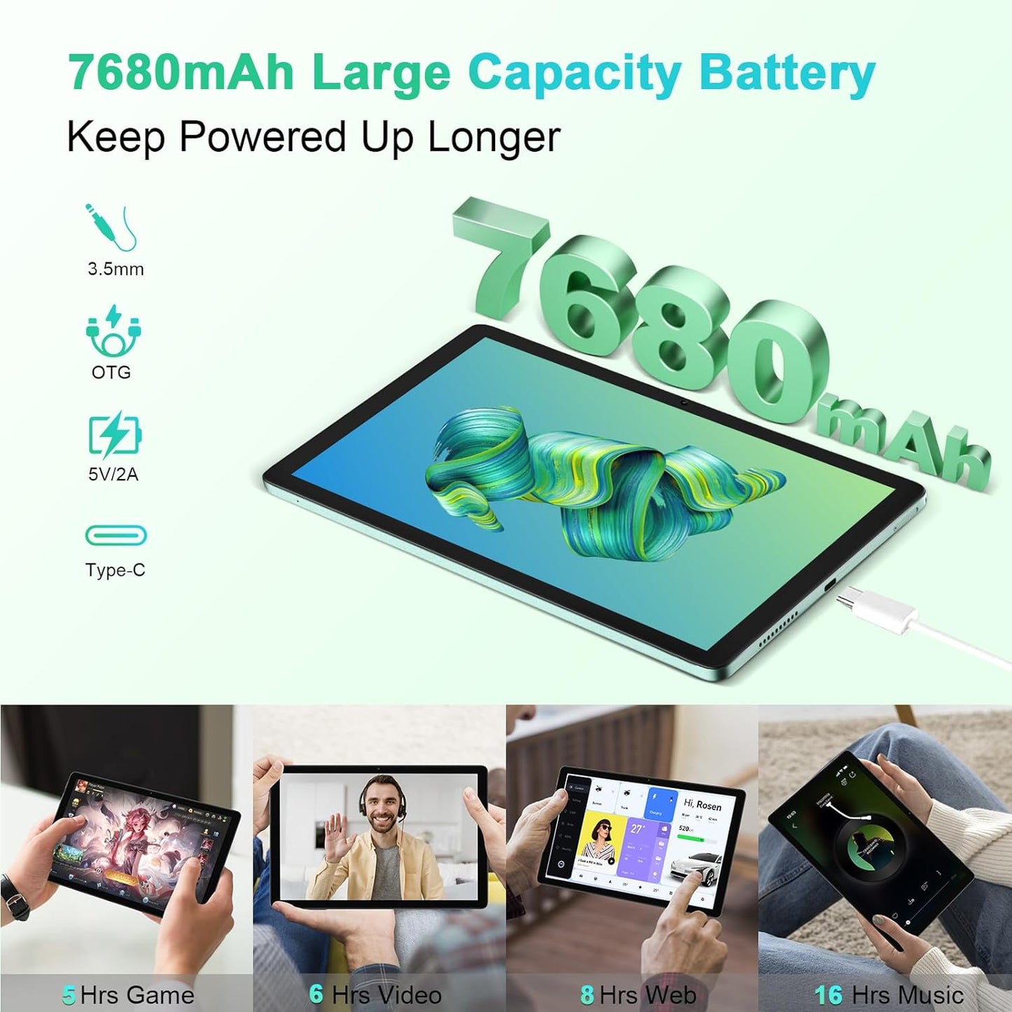 Blackview Tablet Tab80(8+64) 10 Inch Tablet Android 13 Tablets, 8GB+64GB/2TB Expandable, 4G Dual SIM Card Slot and 5G WIFI Tablet, 1920 * 1200 Display Android Tablet, 13MP Camera, 7680 Battery - CaveHubs