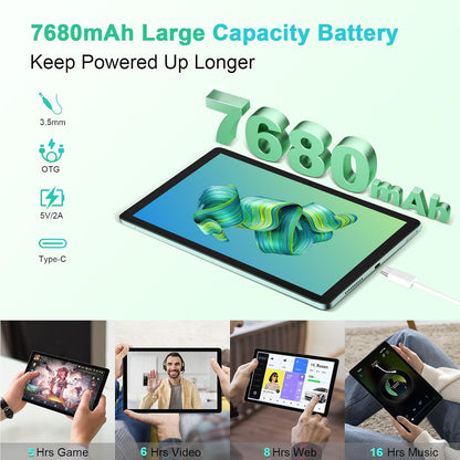 Blackview Tablet Tab80(8+64) 10 Inch Tablet Android 13 Tablets, 8GB+64GB/2TB Expandable, 4G Dual SIM Card Slot and 5G WIFI Tablet, 1920 * 1200 Display Android Tablet, 13MP Camera, 7680 Battery - CaveHubs