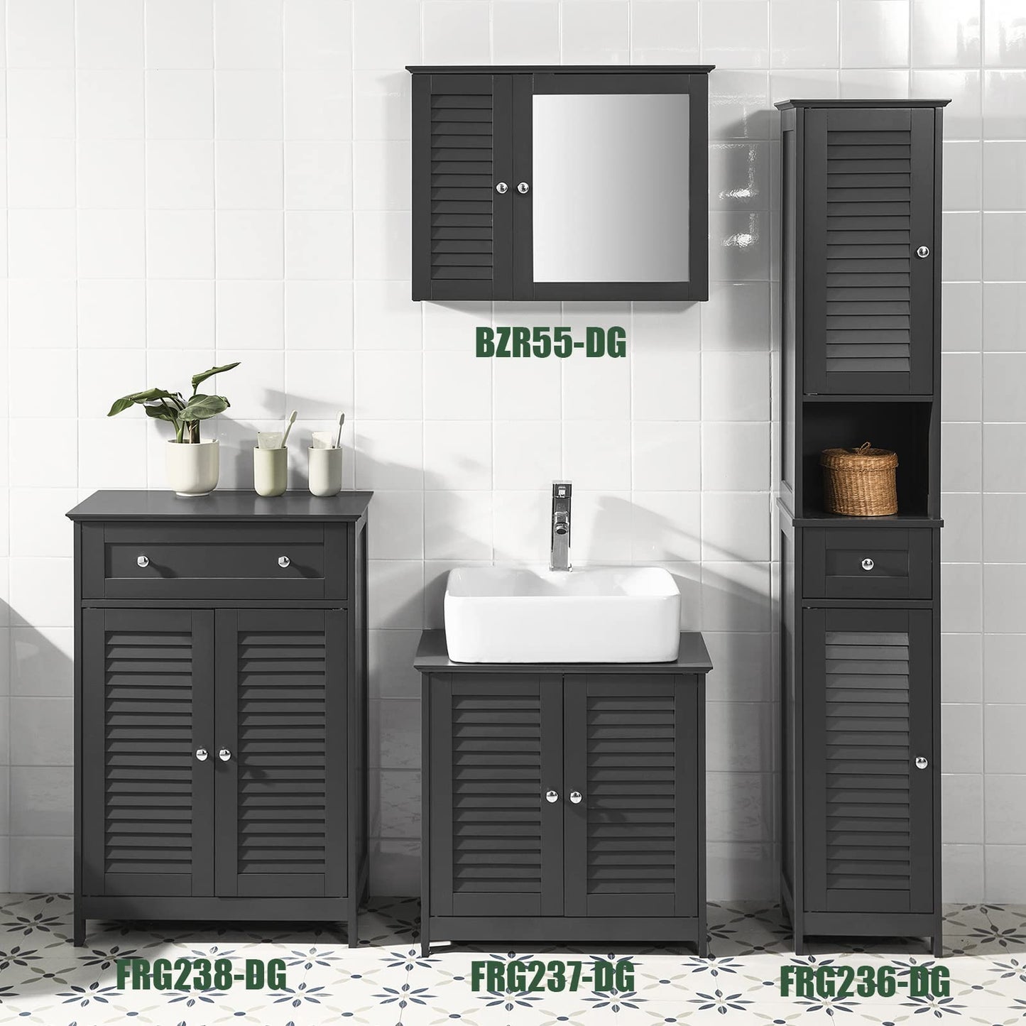 SoBuy FRG238-W Bathroom Storage Cabinet,Floor Cabinet Cupboard Sideboard with Drawer and Doors