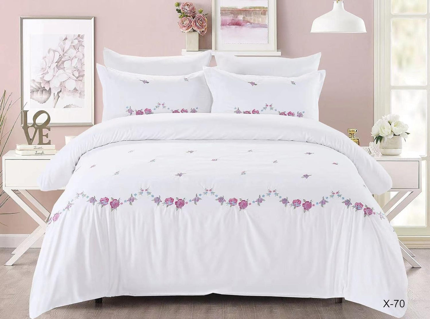 MMM King Size Bedsheet 6pcs One Set, High Cotton Quality Bedding Set Duvet Cover (Multicolor 58)