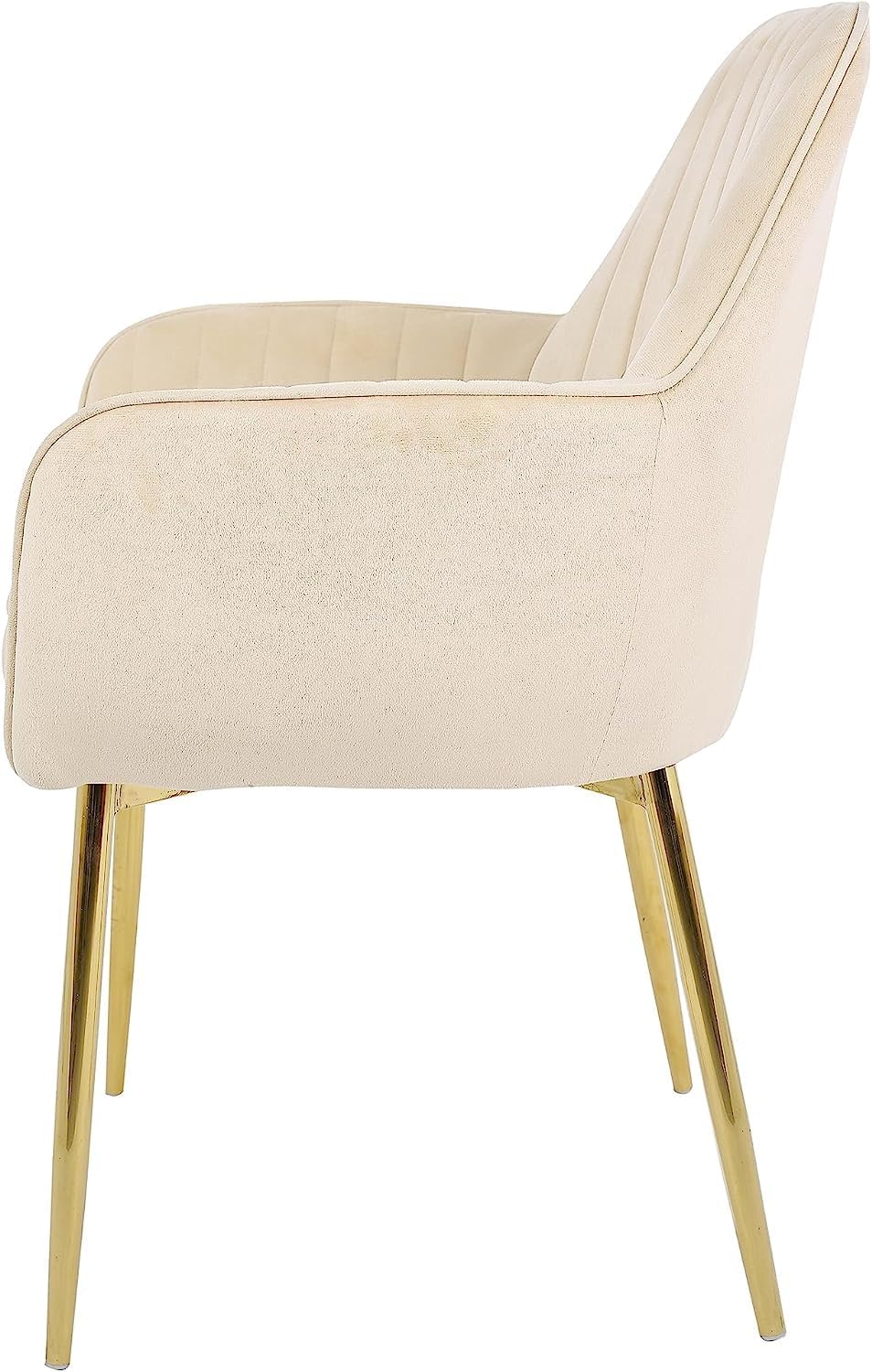 Velvet Dining Chair with Gold Legs and Soft Seat - Armchair Stylish Comfort for Your Dining and Living Space (Beige)