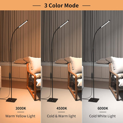 iFalarila Floor Lamp, Dimmable LED Floor Lamp for Living Room, [120 LEDs with 3 Colour Modes 3000K-6000K & 10 Brightness Settings] Parking Light with Flexible Gooseneck for Bedroom and Office