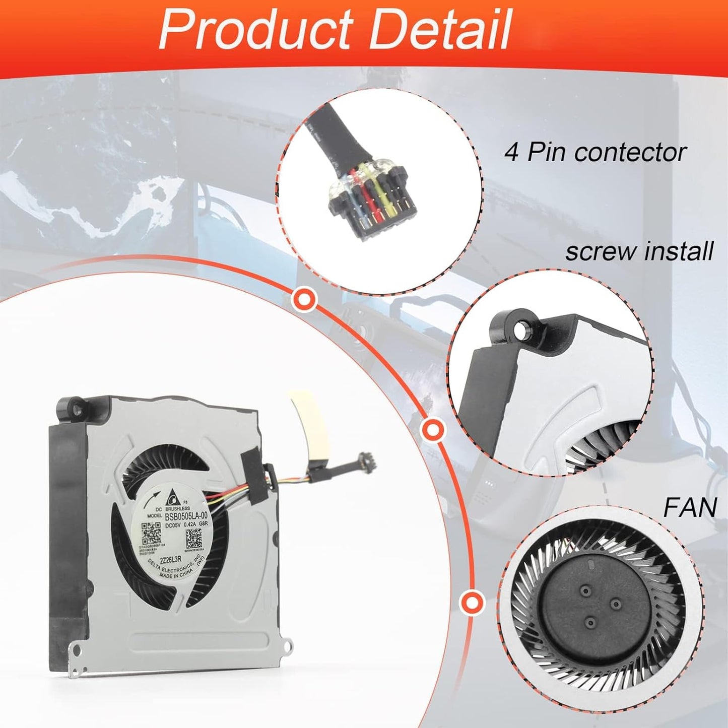 Replacement CPU Cooling Fan Fit for Steam Deck, Model No.Bn5010s5h-N00p/Bsb050la-00, Internal GPU Cooling Fan, Fit for Steam Deck Console 2021 2022 64 Gb/ 256 Gb Nvme/ 512 Gb Nvme