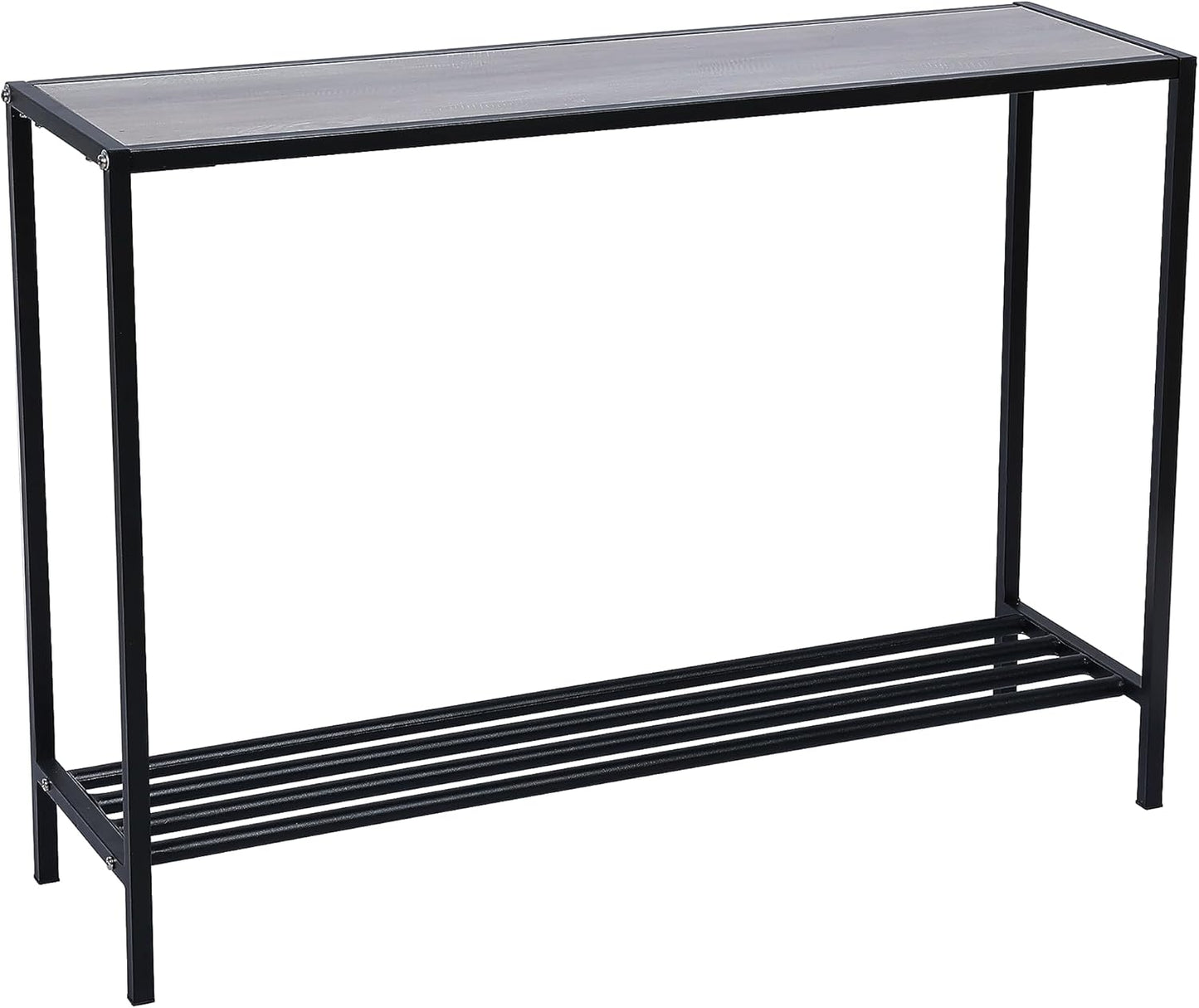 RIGID Console Table | Corner End Table with Stainless Steel Frame and Glass Top for Living Room, Office