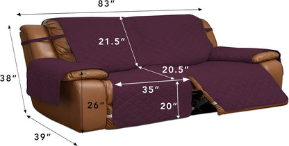 Easy-Going Loveseat Recliner Cover, Reversible Couch Cover for Double Recliner, Split Sofa Cover for Each Seat, Furniture Protector with Elastic Straps for Kids, Dogs, Pets(2 Seater, Black/Beige)