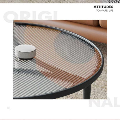 Kutis Luxury Lightweight Creative Round Tempered Glass Coffee Table Small Apartment Living Room Coffee Table Modern Matelle Minimalist Small Size Modern Tea Table 70 x 45 cm.