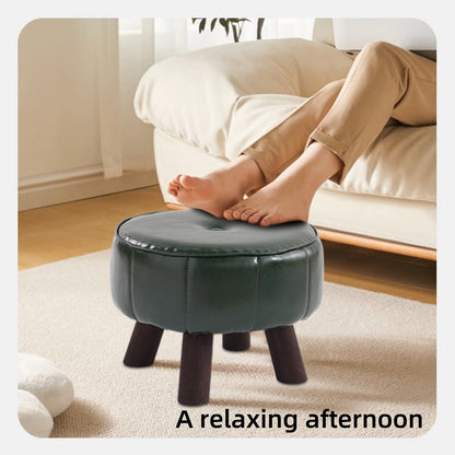 NOVOLAN Shoe Changing Stool Ottomans Footstool Small Porch Stool, Solid Wood, Spacious Seating, Minimalist Style, High Resilience Sponge, Thickened Legs, Living Room, Entranceway, Study 36x26x26cm