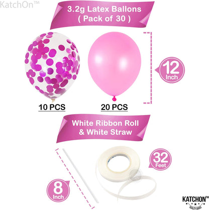 Pink and Pink confetti Latex Balloons Kit - Pack of 30 | Latex Pink and Confetti Balloons for Birthday Party | Great for Debut Wedding Decorations, Baby and Bridal Shower, Engagement, Anniversary