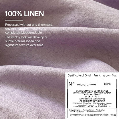 Simple&Opulence 100% Linen Duvet Cover Set with Washed-French Flax-3 Pieces Solid Color Basic Style Bedding Set-Breathable Soft Comforter Cover with 2 Pillowshams(King,Linen)