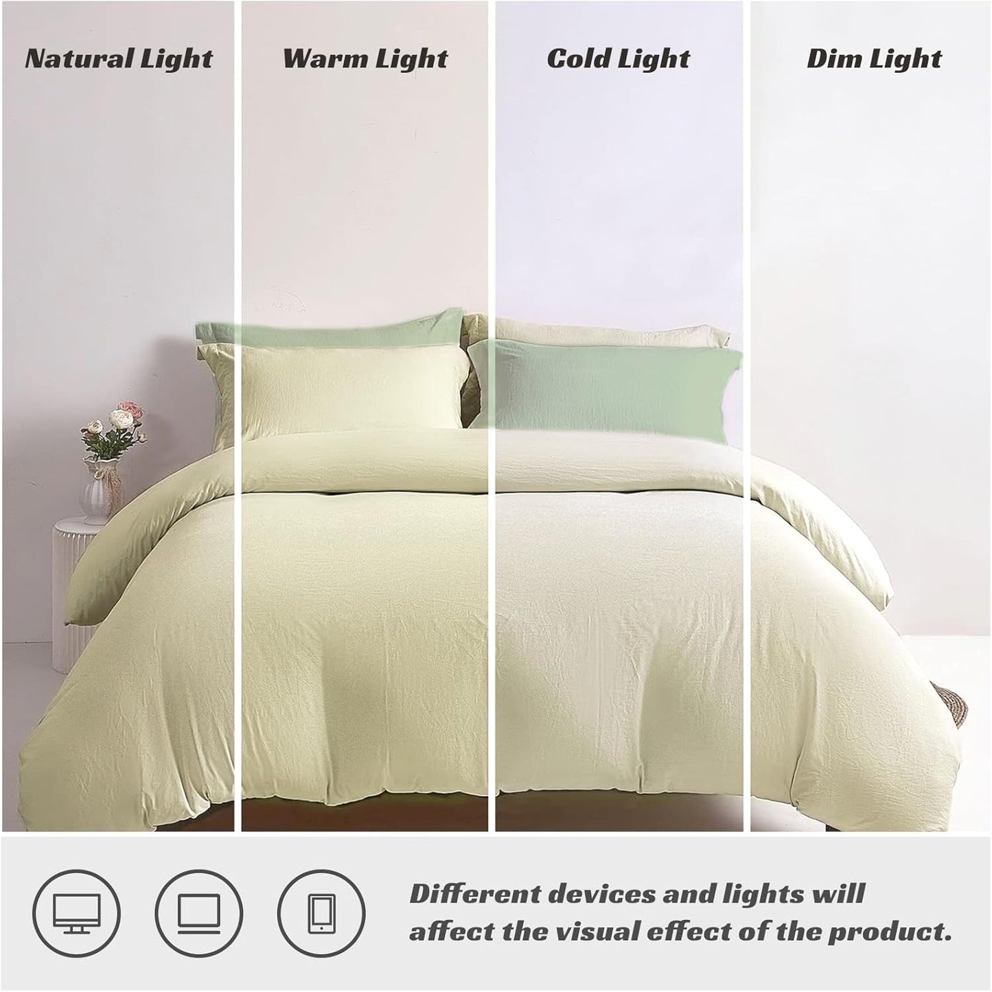 UCHUANG Duvet Cover Set Queen Size 4 Pcs, Include 1 Quilt Cover 200 x 230cm & 2 Pillow Cases 48 x 74cm & 1 Bedsheet 235 x 250cm, Super Soft Quality Cotton Bedding Set, NO Comforter - Milk Tea Cheese