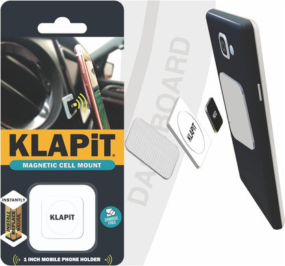 KLAPiT CELLMOUNT - Ultra-Compact Magnetic Mobile Phone Holder – The Versatile 1x1 Inch Solution for Cars, Desks, Beds, and More