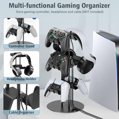 FC22 Controller Holder Compatible to PS5, Gaming Headset Stand Mount,PS4,Xbox One, Xbox Series X S, Nintendo Switch, Headset Aluminum Metal Holder Universal Gamepad Gaming Controller Accessories