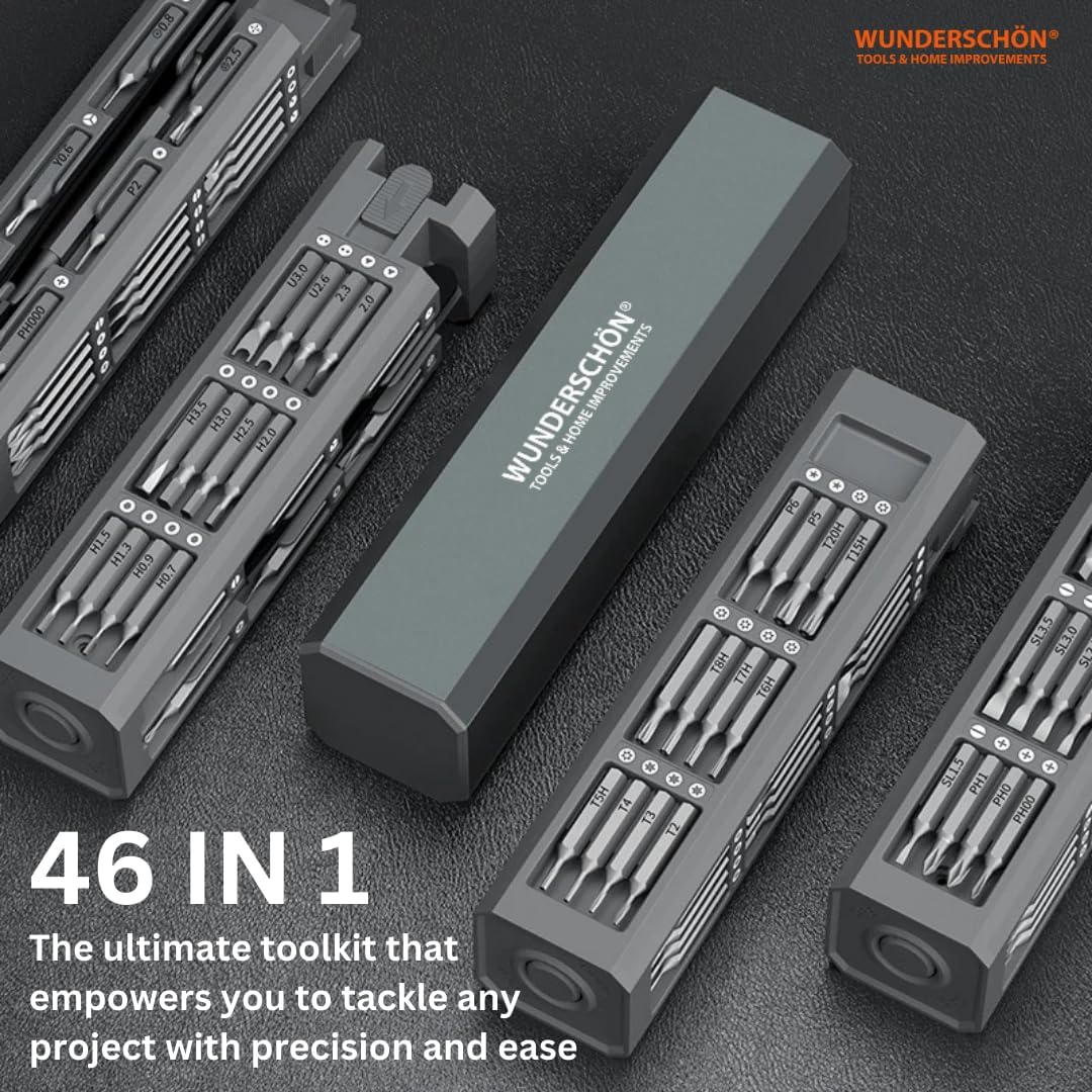 WUNEDRSCHÖN | 40 in 1 Multi Functional Reattaching Screwdriver Set Compact Metal Case_Suitable for Install and Repair Computer- Furniture - Automotive Parts - Appliances - Electronics (Model A-X40)