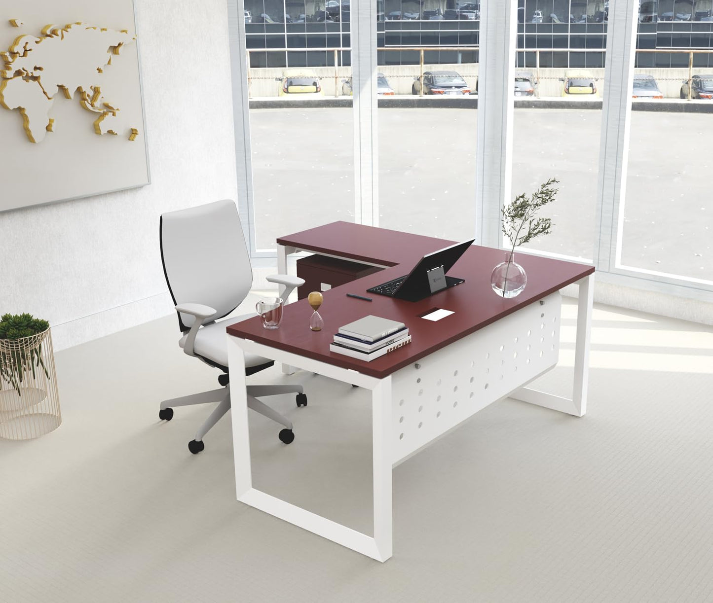 Mahmayi Vorm 136-18 White Modern Workstation Material-Melamine on MDF