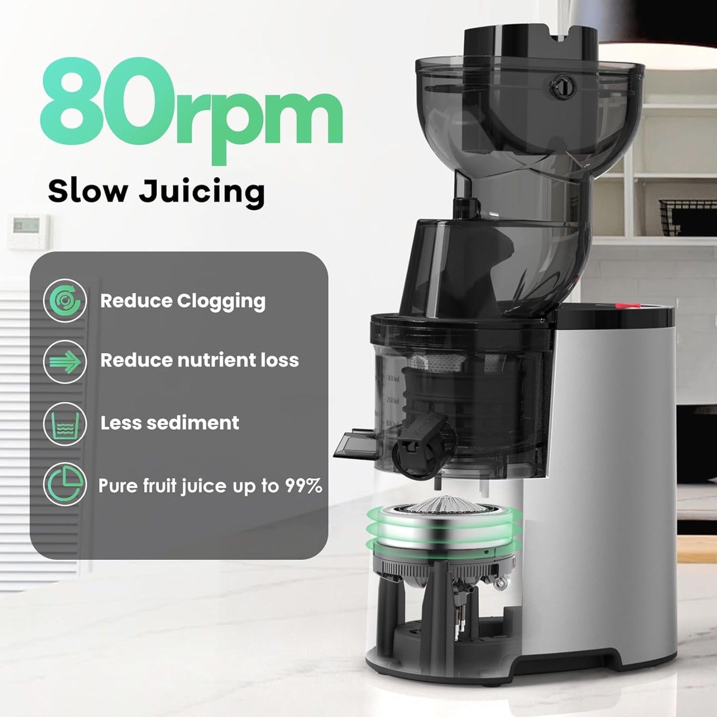 Canoly Chew Juicer Machines, 300W 3.5 Inch (88mm), Cold Slow Press Juicer with Large Feed Channel, Electric Juicers for Vegetables and Fruits, Easy to Clean