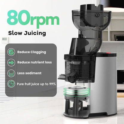 Canoly Chew Juicer Machines, 300W 3.5 Inch (88mm), Cold Slow Press Juicer with Large Feed Channel, Electric Juicers for Vegetables and Fruits, Easy to Clean