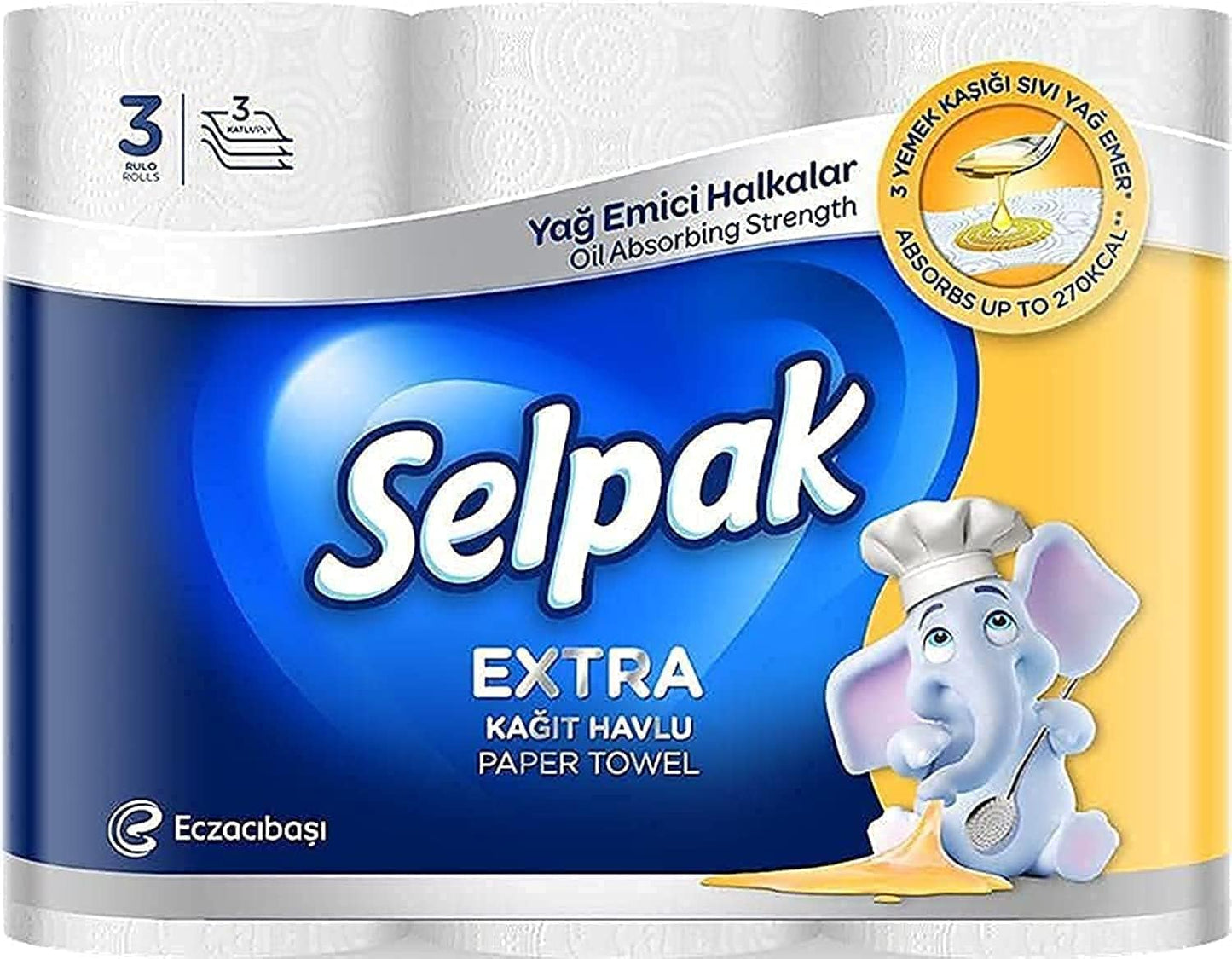 Selpak 3 Ply Calorie Absorber Kitchen Paper Towel 3 Rolls 75 Sheets