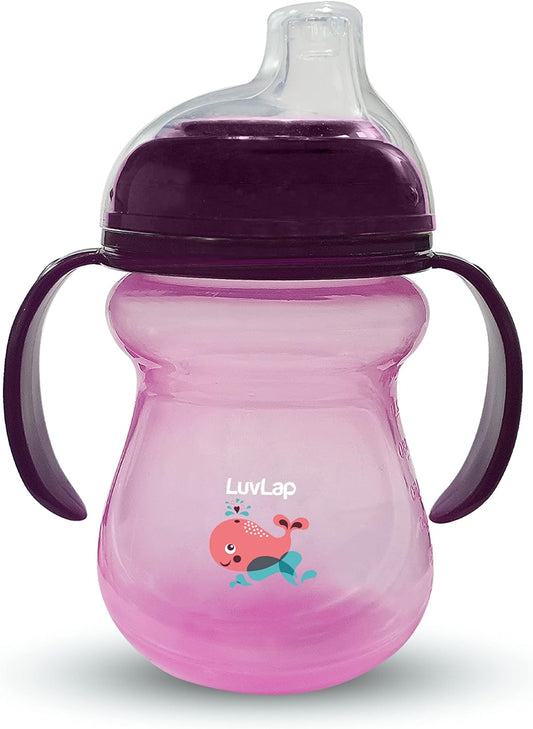 LuvLap Moby Little Spout Sipper for Infant/Toddler, 240ml, Anti-Spill Sippy Cup with Soft Silicone Spout BPA Free, 6m+ (Purple)