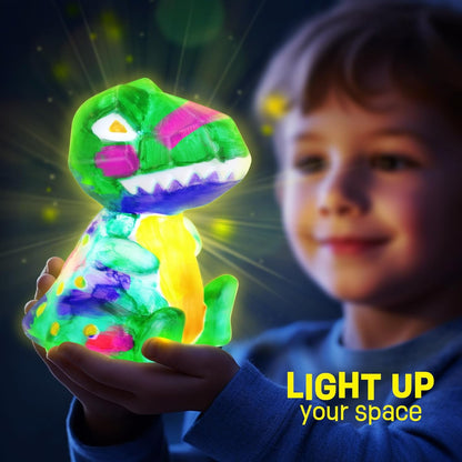 Paint Your Own Dinosaur Lamp Kit, Dinosaur Toys for Boys, Gift for Boy Kids, Arts and Crafts for Kids, Painting kit for Kids 6-12, Birthday Gift Set Boy Girl Ages 3 4 5 6 7 8 9 10 11 12+