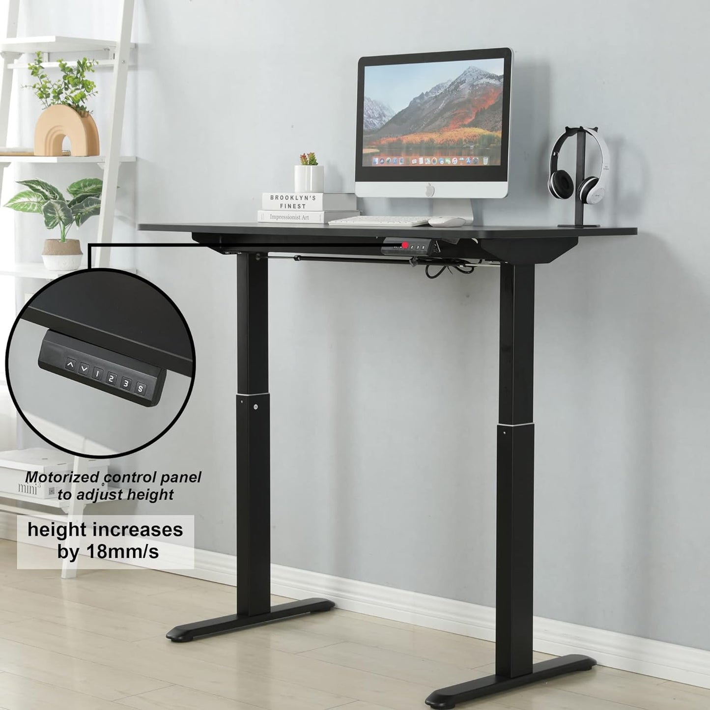 White Mulberry Motorized Height Adjustable Sit-Stand Desk | Electronic Height Adjustable | Motor & Memory Preset controller | Office, Workstation or Home Office | Black | 120 * 60*H(75-118) cm