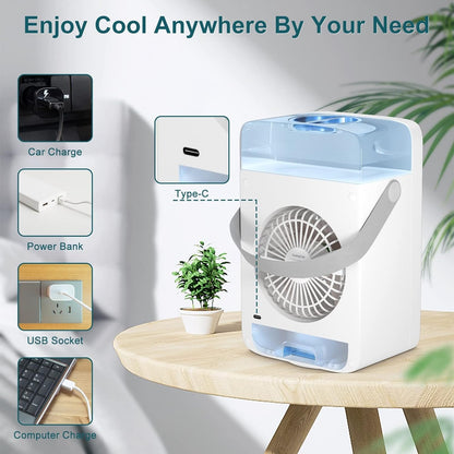 2023 Newest Upgraded Mini Air Conditioner,Air Conditioners Portable for Room,Oscillating Small Ac with Timer,4 Speeds 2 Cool Mist,Small Conditioner Room Kitchen Office Bedroom…