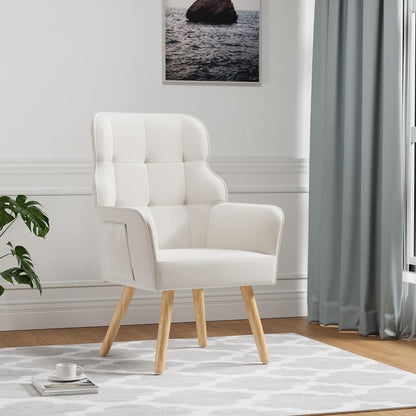 Deenziilix Modern Accent Chair, Mid-Century Velvet Armchair with Lumbar Pillow, Upholstered Tufted Comfy Chair, Single Sofa with Sturdy Wood Legs or Living Room/Bedroom/Office