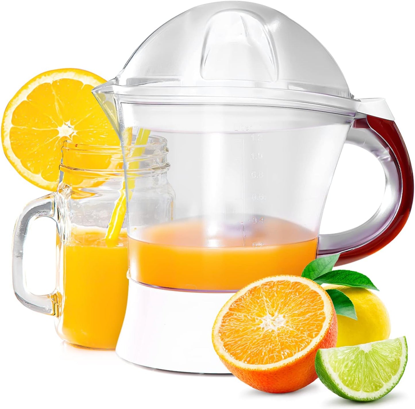 Geepas GCJ46013UK 100W Citrus Juicer Electric Orange Juicer | Professional Brushed Stainless Steel Fruit Juicer | Squeezes Oranges Lemons Lime Juices | Freshly Pressed Fruit Juices in Seconds