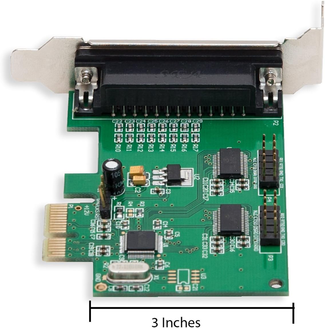 I/O Crest 2 Port Serial COM DB9 RS-232 and 1 Port DB25 Printer Lpt1 Port PCI-E 1.0 X1 Card WCH382 Chipset