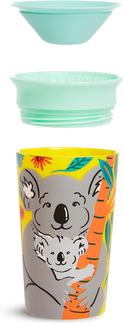 Munchkin Miracle 360° WildLove Sippy Cup, Spill proof and leak proof cup for toddler/kids boys and girls, 9oz Capacity, Lemur & Bee, 12 Months and above, Pack of 2