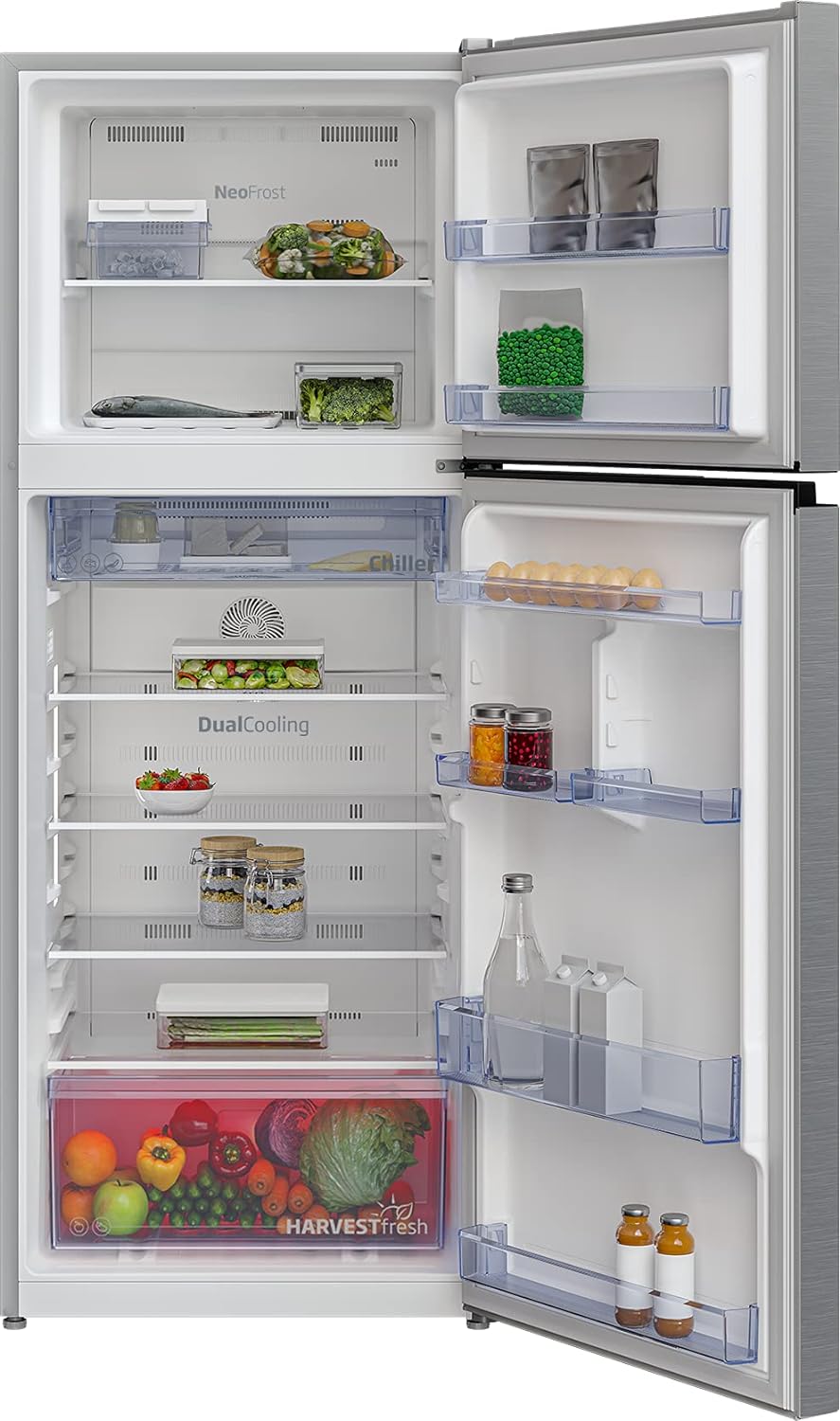 Beko Refrigerator 250Ltr Gross,Brushed Silver,Harvest fresh,Neo frost dual cooling,Prosmart inverter compressor, RDNT300XS "Min 1 year manufacturer warranty"